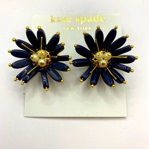 Navy Gold Flower Kate Spade Post Earrings